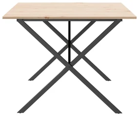 Tavolo da pranzo telaio a x 200x100x75 cm massello pino e ghisa