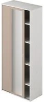 Guardaroba con specchio ante scorrevoli e ripiani colore Olmo struttura Bianco H212x90x43cm