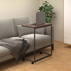 Tavolino con ruote nero 55x35x70 cm in legno multistrato