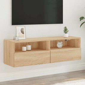 Mobile Tv Parete Rovere Sonoma 100x30x30cm İn Legno Multistrato /
