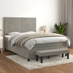 Giroletto A Molle Con Materasso Grigio Chiaro 140x200cm Velluto /