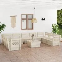 Set Divani da Giardino su Pallet 10 pz in Legno Abete Impregnato 3063728