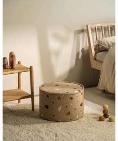 Pouf per bambini marrone chiaro con rivestimento in bouclé e ciniglia Terrazzo – Wigiwama