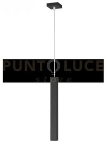 Square tube sospensione 1 luce nero cavo cm.250 con base 1173-s1-ne