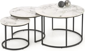 Set di 3 Tavolini da caffè Gilda effetto marmo bianco/nero