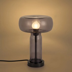 Lampada da tavolo Hotel Chic color canna di fucile con vetro fumé - Amara