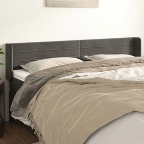 Testiera Ad Orecchio Grigio Scuro 203x16x78/88 Cm İn Velluto /