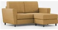 Divano 2 Posti con Pouf 152x155x85 cm Yasel in Tessuto Ocra