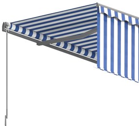 Tenda Sole Retrattile Manuale con Parasole 6x3m Blu e Bianc6