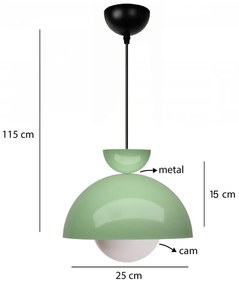 Lampadario verde con paralume in metallo ø 25 cm Arta – Opviq lights