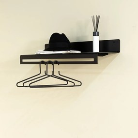 Attaccapanni da parete nero in metallo con scaffale 78 cm Sway – Spinder Design