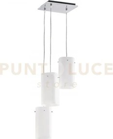 Lampadario a sospensione square bianca 3 luci attacco e27 25x25x23c...