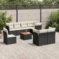 Set Divani da Giardino 9 pz con Cuscini Nero in Polyrattancod mxl 91377