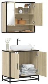 Set Mobili Da Bagno 2 Pz Rovere Sonoma İn Legno Multistrato /
