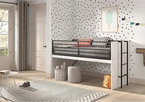 Letto da bambini rialzato bianco con rete inclusa 90x200 cm Sam – Vipack