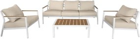 Salotto Da Esterno 5 Posti In Alluminio Con Cuscini E Tavolino Cartagena Bianco