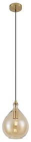 Lampada a sospensione moderna oro con vetro ambrato - Traditional