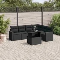 Set Divani da Giardino con Cuscini 7pz Nero Polyrattan 3267295