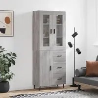 Credenza Grigio Sonoma 69,5x34x180 cm in Legno Multistratocod mxl 77646