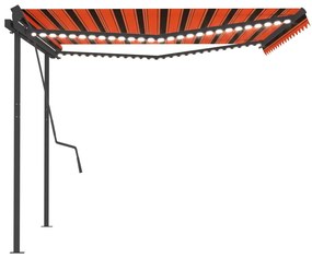 Tenda Automatica Sensore Vento e LED 4,5x3,5 m Arancio Marrone