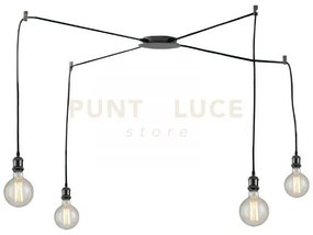 Lampadario a sospensione groove nera 4 luci attacco e27 250cm cavi ...