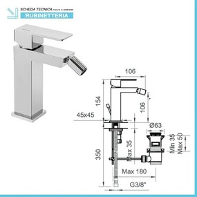 Set miscelatori lavabo bidet e doccia 3 vie cromati serie Italia