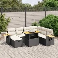 Set Divani da Giardino con Cuscini 8 pz Nero in Polyrattan 3276157