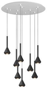 Lampadario Moderno Aygo Metallo Bianco Nero 8 Luci Gu10