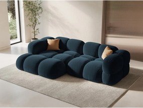 Divano angolare blu scuro (con penisola a sinistra/con chaise lounge) con rivestimento in velluto Loretto – Cosmopolitan Design