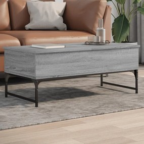 Tavolino Salotto Grigio Sonoma 100x50x40cm Multistrato Metallo /