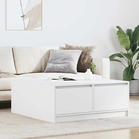 Tavolino Da Salotto Con Cassetti Bianco 100x100x40 Cm /
