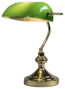 Lampada da tavolo/notaio classica in ottone con vetro verde - Banker