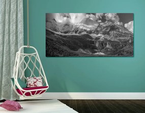Quadro su tela – Paesaggio montano maestoso in bianco e nero