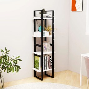 Libreria a 4 ripiani bianca 40x30x140 cm in massello di pino