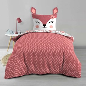 Set copripiumino e federa da bambini bianco/rosa in cotone per letto singolo 140x200 cm Bichette – douceur d'intérieur