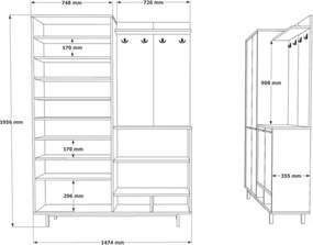 Mobile Ingresso Multiripiano Con Scarpiera E Appendiabiti Whisper Bianco