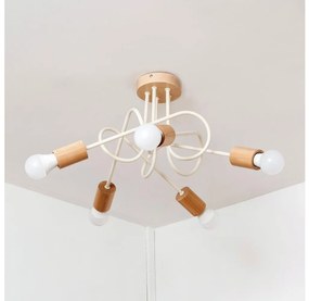 Lampadario a plafone OXFORD 5xE27/15W/230V pino/crema