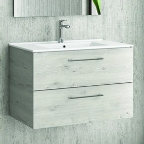 Mobile bagno 75 cm lavabo incasso e due cassetti NEL-75 - KAMALU