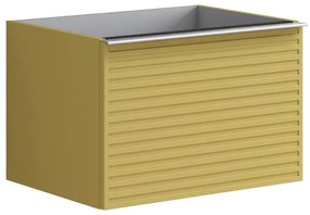 Mobile da bagno sotto lavabo Pixel stripes frontale giallo sole e maniglia alluminio brillante laccato opaco L 60 x H 40 x P 45.5 cm 2 cassetti, lavabo non incluso