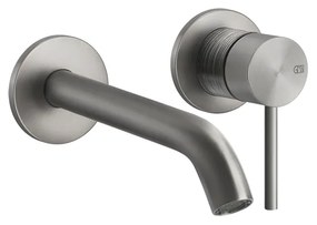 Parte esterna miscelatore lavabo a parete bocca media senza scarico parte incasso non inclusa steel brushed Trame 54383 Gessi