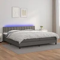 Giroletto Molle con Materasso e LED Grigio 200x200cm Similpelle 3134247