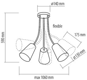 Lampadario a sospensione con supporto rigido WIRE COLOUR 3xE27/60W/230V