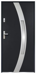 Porta d'ingresso apertura a destra H207 x L100 cm in Acciaio smaltato e Inox Antracite - TROFA
