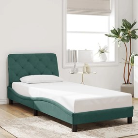 Giroletto Senza Materasso Verde Scuro 90x200 Cm İn Velluto /