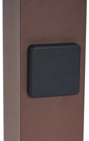 Lampada da esterno industriale color marrone ruggine con vetro fumé 70 cm con sensore crepuscolare IP44 - Denmark