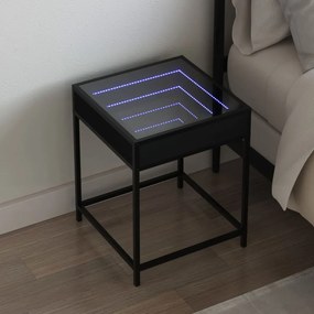 Comodino con led infinity nero 40x40x51 cm