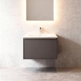 Mobile da bagno sospeso sotto lavabo Pixel frame1 cassetto L 60 x H 40 x P 45.5 cm grigio carbone laccato opaco, con maniglia alluminio brillante