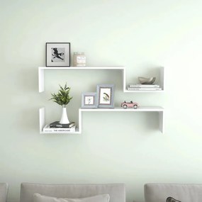 Mensole A Muro 2 Pz Bianche 100x15x20 Cm İn Legno Multistrato /