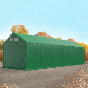 TOOLPORT 4x12 m tenda capannone, altezza 2,6m, PVC 800, telaio perimetrale, verde scuro, con statica (sottofondo in cemento) - (617631)