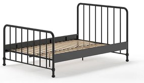 Letto singolo in metallo nero con griglia 140x200 cm BRONXX - Vipack
